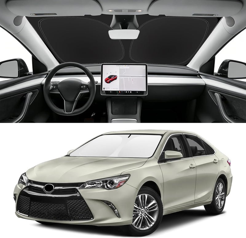 SLOGENTO Custom Fit Windshield Sun Shade for Toyota Camry 2007-2017, Blocks UV & Heat, Front Window Sunshade, Easy Fold & Store - Image 1